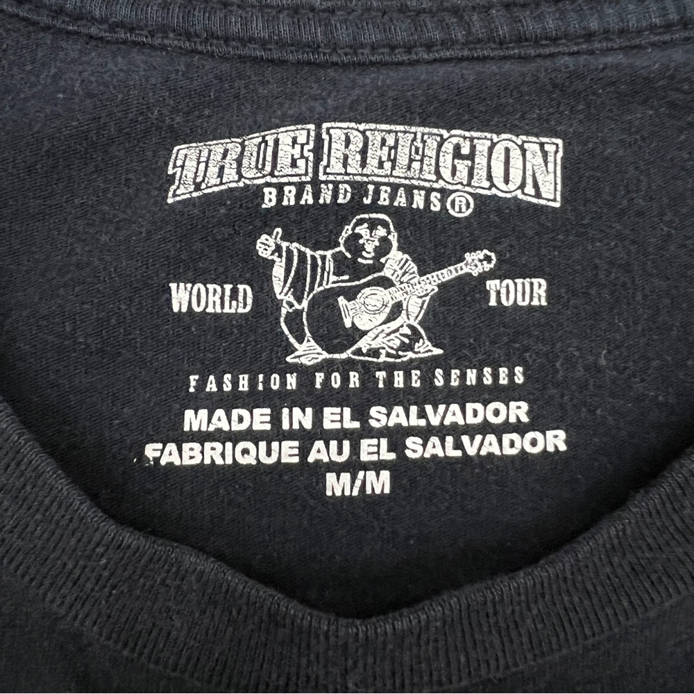 True Religion Buddha Print Black Short Sleeve Tee Shirt Size Medium - Picture 4 of 7